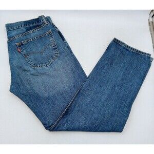 Levis 505 Jeans Adult 36x32 Blue Denim Regular Fit Straight Leg Medium Wash